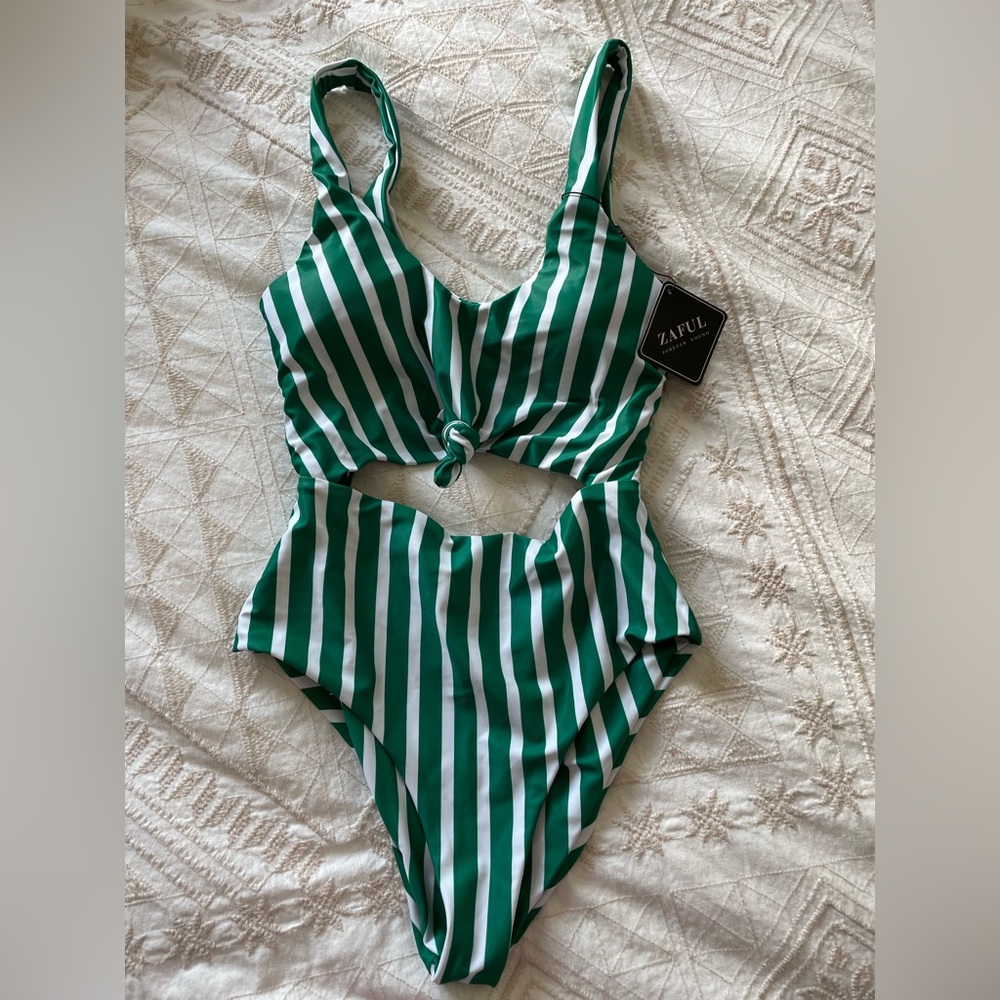 *New* Zaful Striped Cutout Knot One Piece Swimsuit